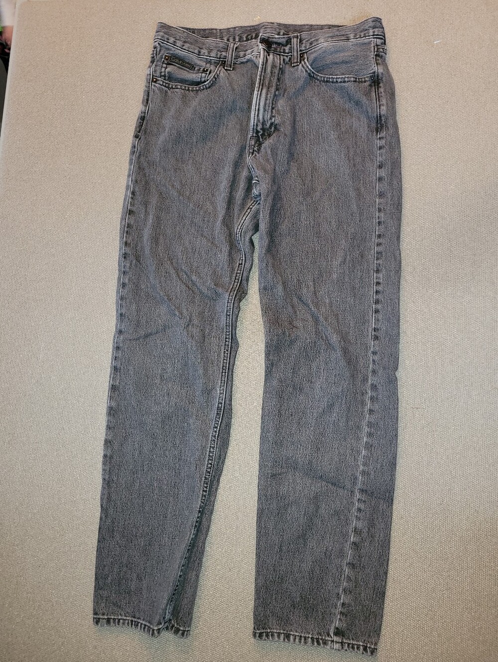 Calvin Klein Size W32 L32 Mens Grey Black Wash Standard Straight-Leg Denim Jeans